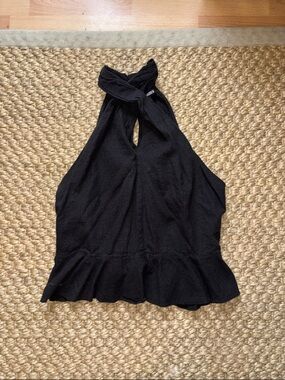 Steve Madden Black Halter Peplum Camisole Top